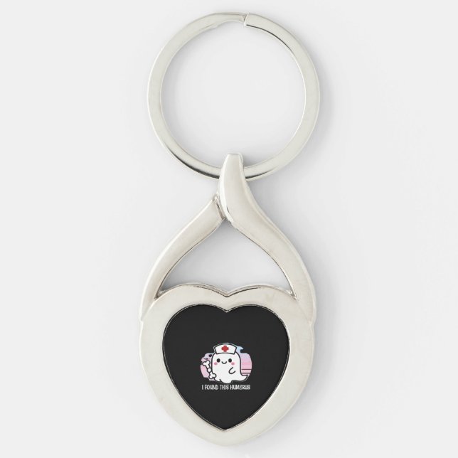 I Found This Humerus Funny Halloween Nurse Ghost B Keychain (Front)