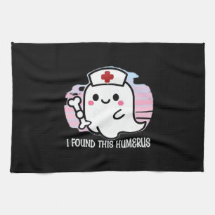 I Found This Humerus Funny Halloween Nurse Ghost B Kitchen Towel