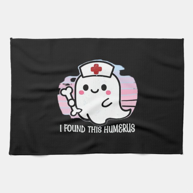 I Found This Humerus Funny Halloween Nurse Ghost B Kitchen Towel (Horizontal)