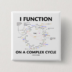 I Function On A Complex Cycle (Krebs Cycle Humour) 2 Inch Square Button