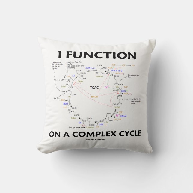 I Function On A Complex Cycle Krebs Cycle Humour Throw Pillow (Front)