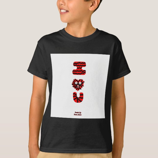 I Fuzzy U Boys Black Basic T Shirt (Front)