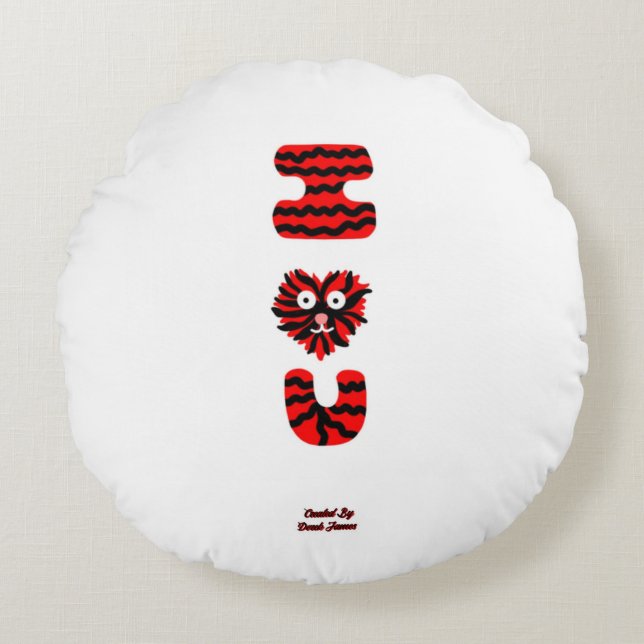 I Fuzzy U Round Throw Pillow (Front)