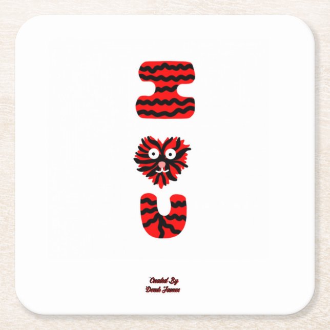 I Fuzzy U Square Paper Coaster (Front)