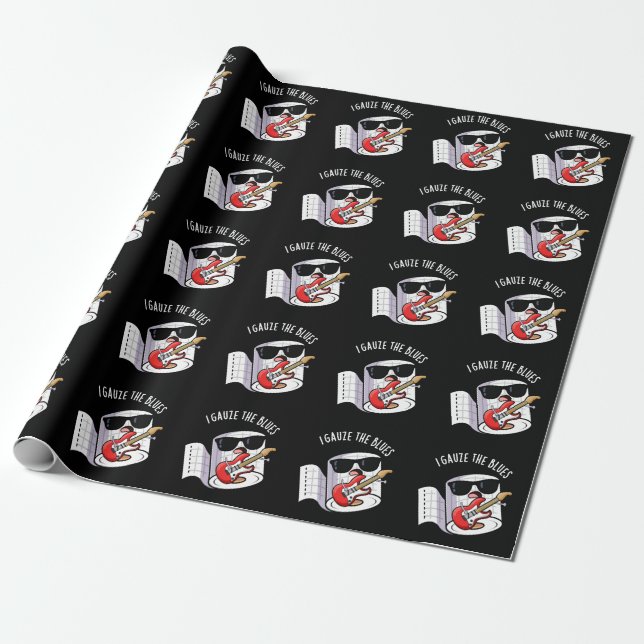 I Gauze The Blues Funny First Aid Pun Dark BG Wrapping Paper (Unrolled)