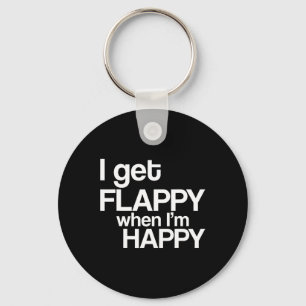 I Get Flappy When I'm Happy Autism Awareness Joyfu Keychain