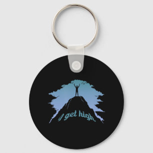 I Get High Fun Rock Climbing Humour Climber Pun Keychain