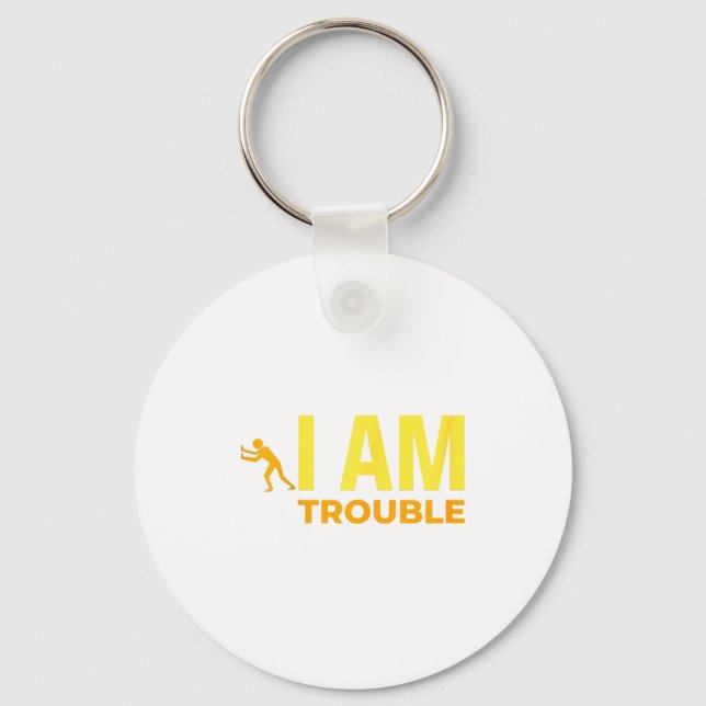 I Get Us Into Out Of Trouble Set Matching Couples  Keychain (Front)