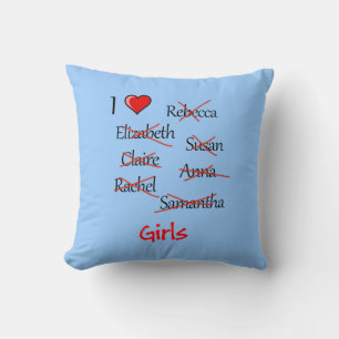 'I ♥ Girls' Throw Pillow
