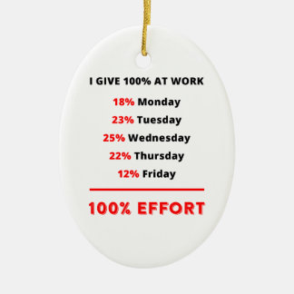 I GIVE 100% AT WORK CERAMIC ORNAMENT