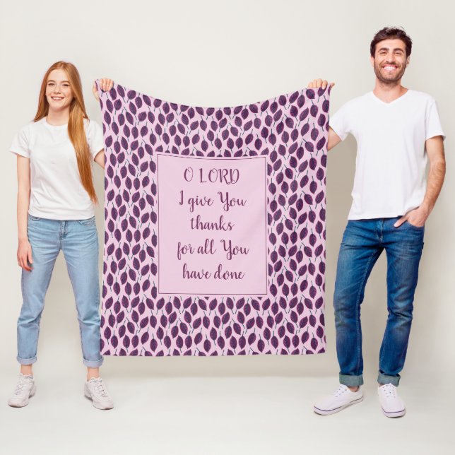 I GIVE YOU THANKS LORD | Purple Leaves | Fall Fleece Blanket (In Situ)
