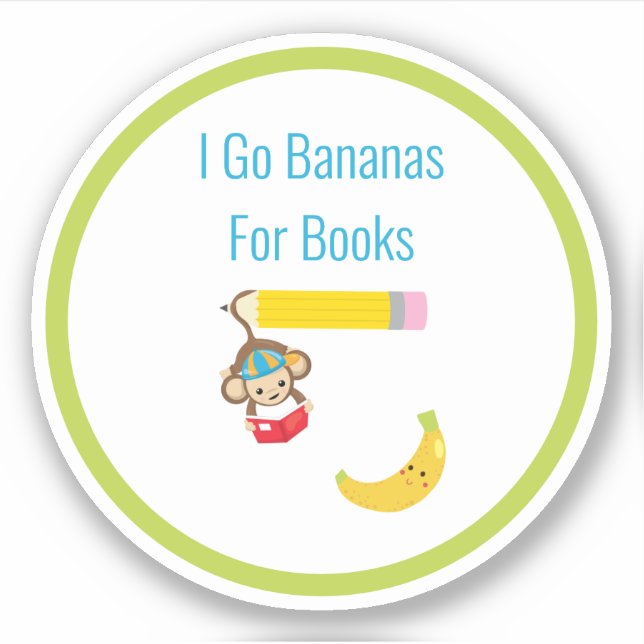 I Go Bananas for Books Reading Monkey  (Front)