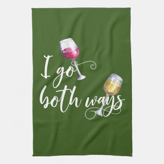 I Go Both Ways Funny Wine Red White Lover Kitchen Towel (Vertical)