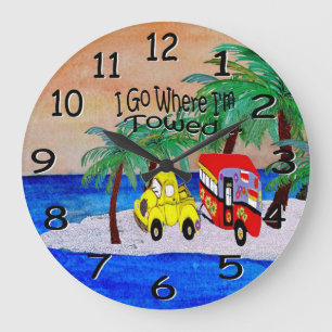 i go where i'm towed camper wall clock