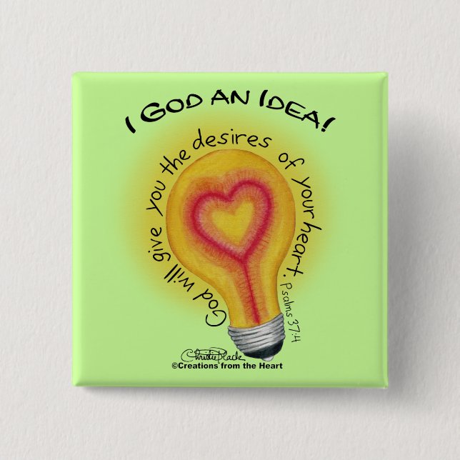 I God an Idea Lightbulb 2 Inch Square Button (Front)