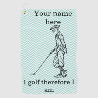 "I golf therefore I am"" Funny Personalized Towel