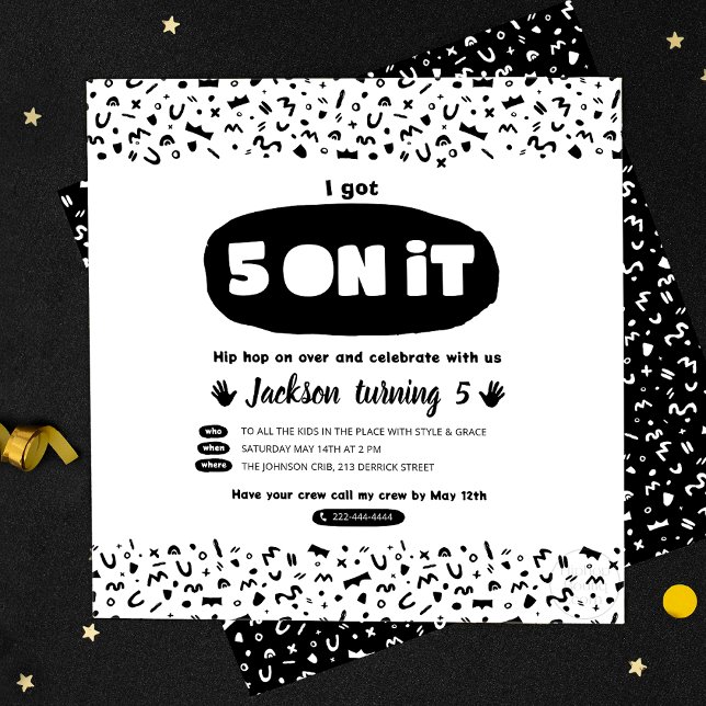 I got 5 on it, 90s Hip Hop Birthday Old School Rap Invitation (Creator Uploaded)
