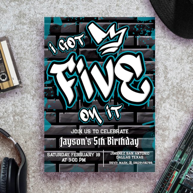 I got Five on it - Boy 5th Birthday Invitation (I Got Five on it - Boy 5th Birthday Invitation)