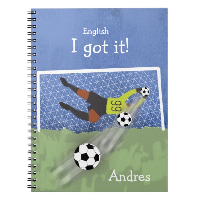 I got it! Personalized Soccer Goalkeeper English Notebook (Front)