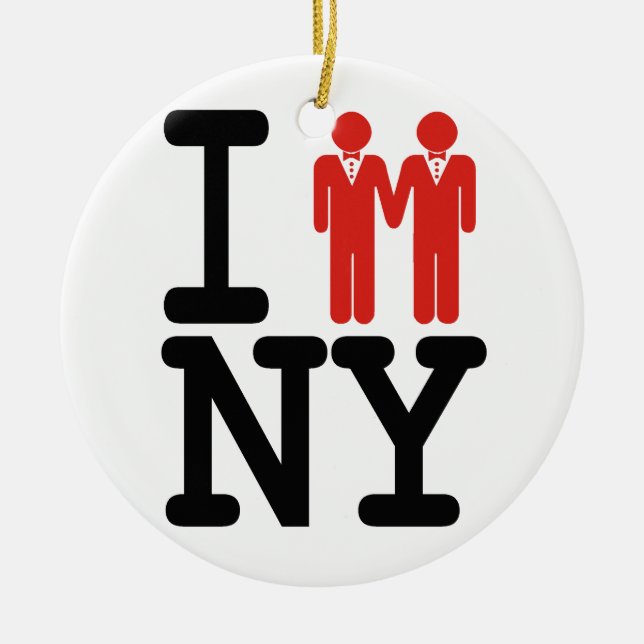 I GOT MARRIED IN NY MEN -.png Ceramic Ornament (Front)