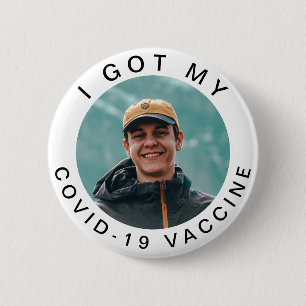 I Got My Covid19 Vaccine Typography Add Your Photo 2 Inch Round Button