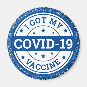 I Got My Covid-19 Vaccine Blue Glitter Magnet
