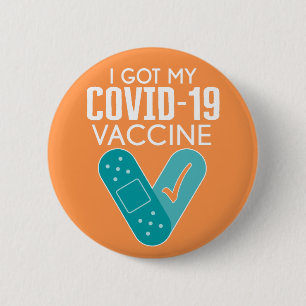 I got My Covid-19 Vaccine - orange blue 2 Inch Round Button