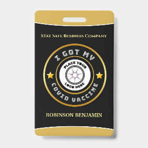 I Got My Covid Vaccine Business Logo Personalize  Badge