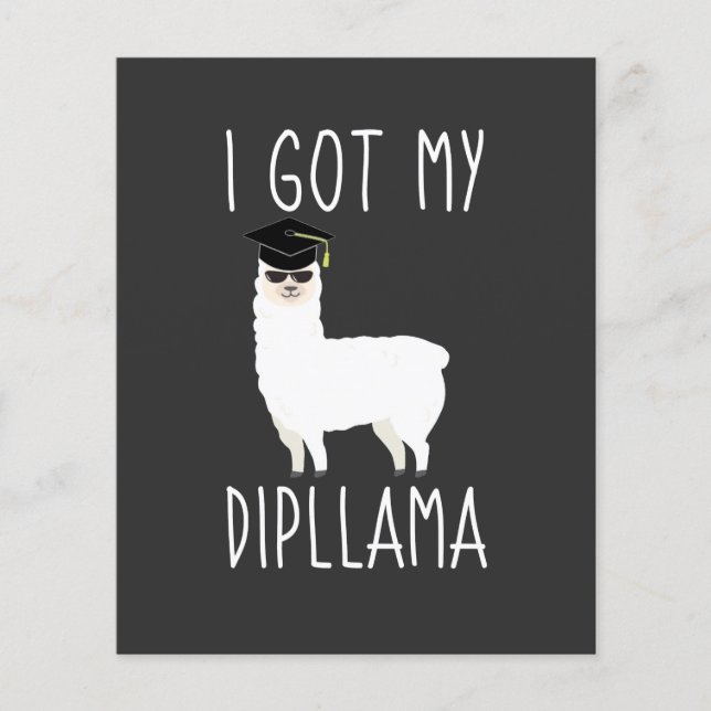 I Got My Dipllama Graduation Llama Pun Invitation (Front)
