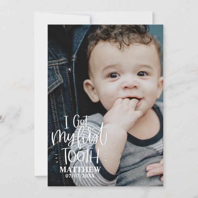 I Got my First Tooth Baby Personalized Photo Card (Front)