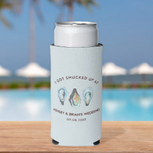 I Got Shucked Up Oyster Wedding Favour Seltzer Can Cooler