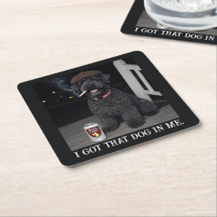 I Got That Dog In Me, Funny Kerry Blue Terrier  Square Paper Coaster
