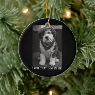I Got That Dog In Me Funny Sheepadoodle Photo Ceramic Ornament