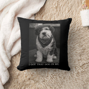 I Got That Dog In Me Funny Sheepadoodle Photo Throw Pillow