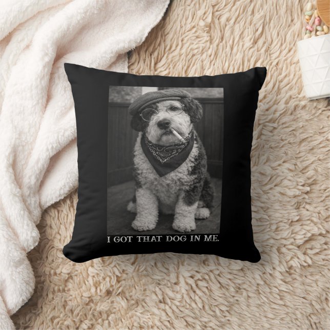 I Got That Dog In Me Funny Sheepadoodle Photo Throw Pillow (Blanket)