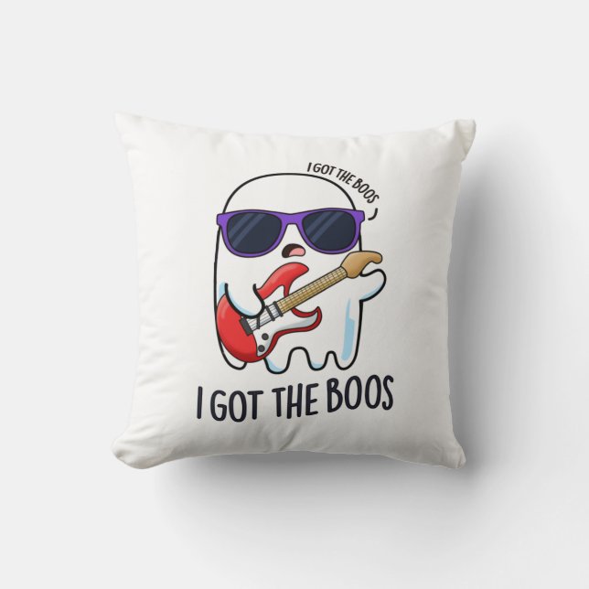 I Got The Boos Funny Halloween Music Ghost Pun Throw Pillow (Front)