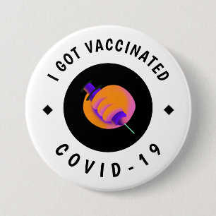 I Got Vaccinated Purple Syringe Modern Vaccine  3 Inch Round Button