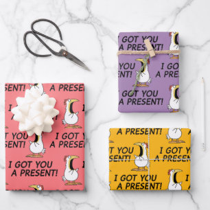 I GOT YOU A PRESENT! shouty chicken Wrapping Paper Sheet