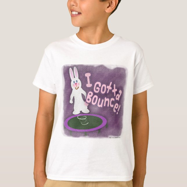 I Gotta Bounce Funny Rabbit Trampoline Cartoon T-Shirt (Front)