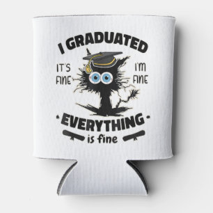 I Graduate Class Funny Black Cat Graduation  Can Cooler