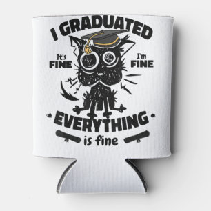 I Graduate Class Funny Black Cat Graduation  Can Cooler