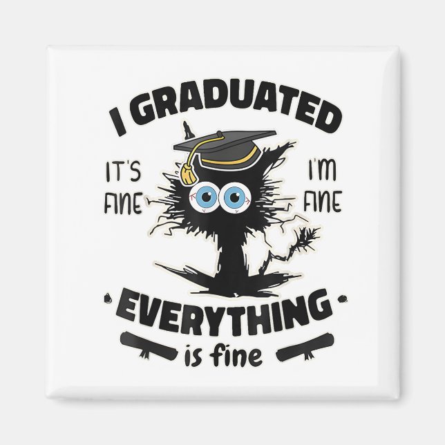 I Graduate Class Funny Black Cat Graduation  Magnet (Front)