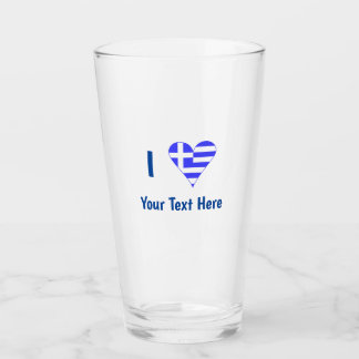 I (Greek Flag Heart) Blue Personalization Drinking Glass