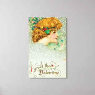 I Greet Thee Valentine Woman Canvas Print