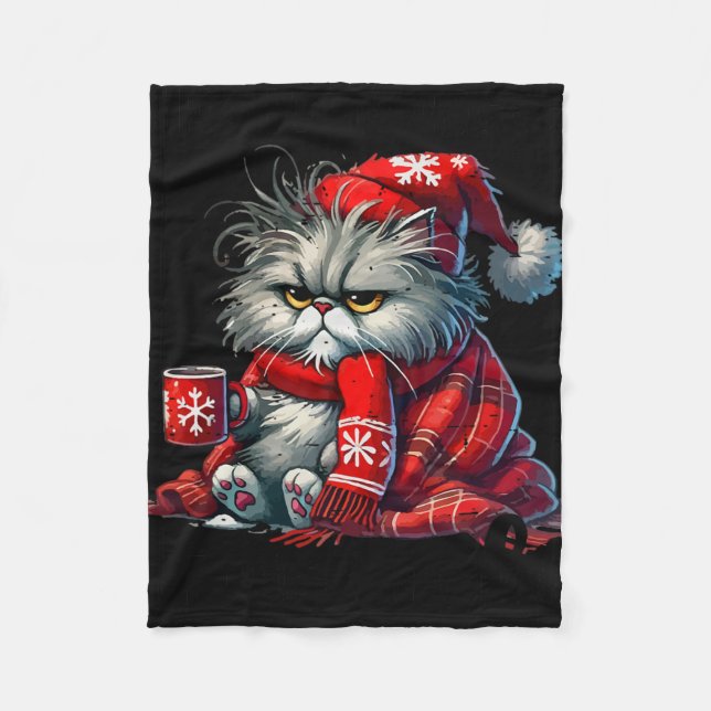 I Had Fun Once It Was Awful Funny Cat Christmas Sa Fleece Blanket (Front)
