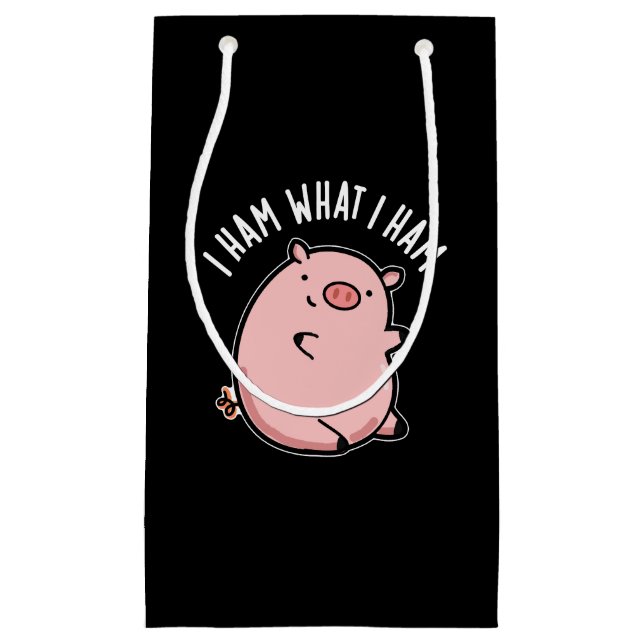 I Ham What I Ham Funny Pig Pun Dark BG Small Gift Bag (Front)