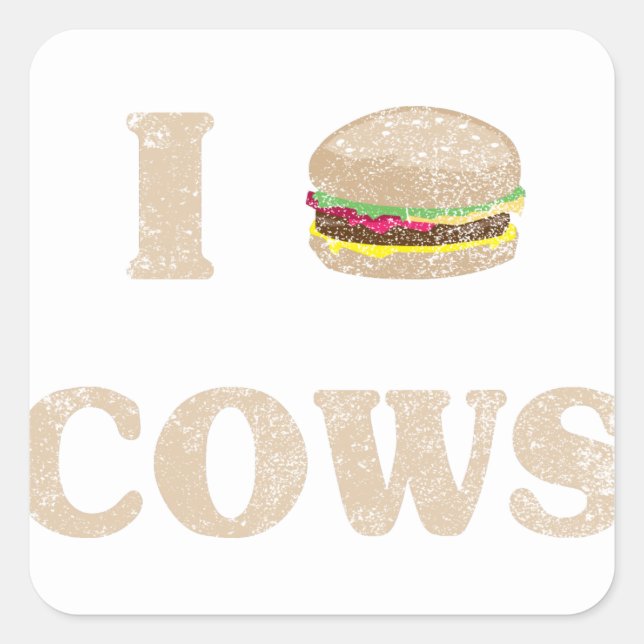 I Hamburger Cows Square Sticker (Front)