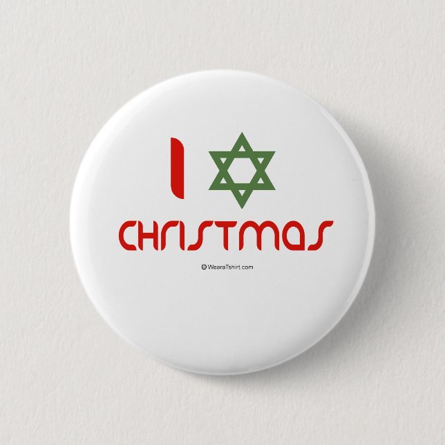 I Hanukkah Christmas green 2 Inch Round Button (Front)