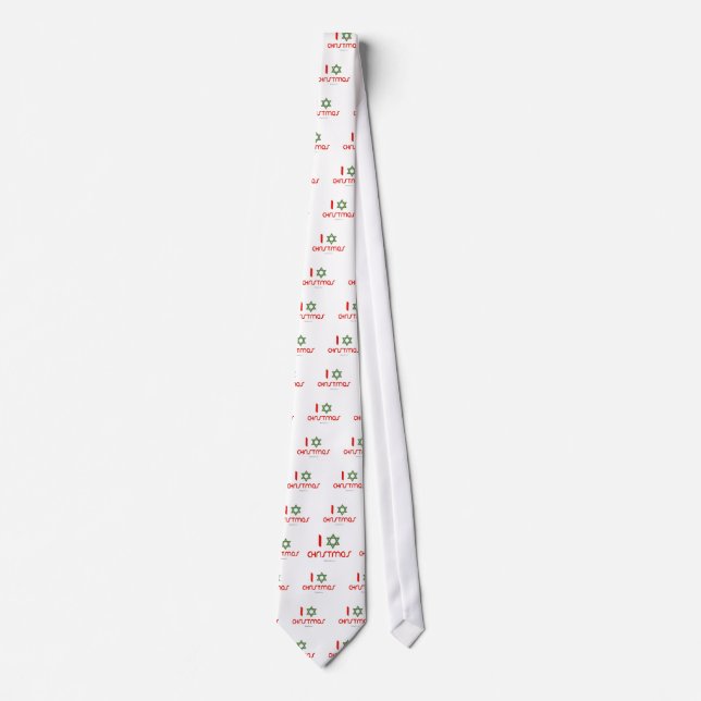 I Hanukkah Christmas green Tie (Front)