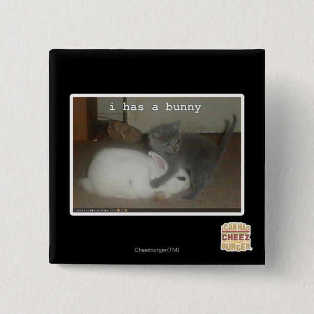 I has a bunny 2 inch square button (Front)